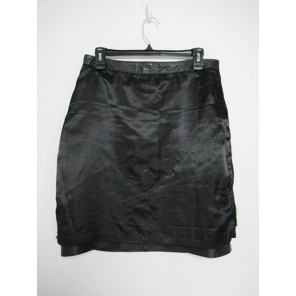 Style & Co Collection Black 100% Leather Mini Skirt Size 10 Vintage Y2K 90's - Picture 4 of 6